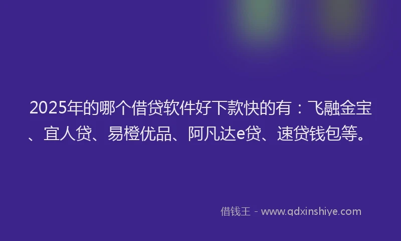 2025年的哪个借贷软件好下款快的有：飞融金宝、宜人贷、易橙优品、阿凡达e贷、速贷钱包等。