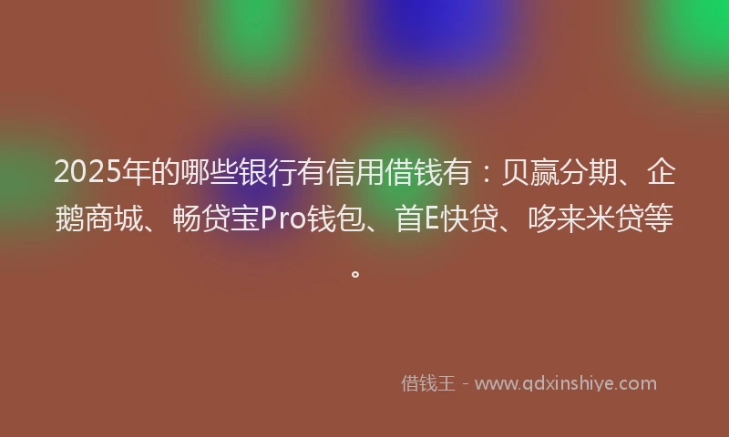 2025年的哪些银行有信用借钱有：贝赢分期、企鹅商城、畅贷宝Pro钱包、首E快贷、哆来米贷等。