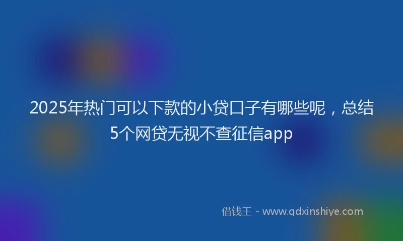 2025年热门可以下款的小贷口子有哪些呢，总结5个网贷无视不查征信app