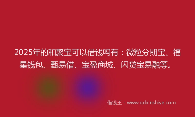 2025年的和聚宝可以借钱吗有：微粒分期宝、福星钱包、甄易借、宝盈商城、闪贷宝易融等。