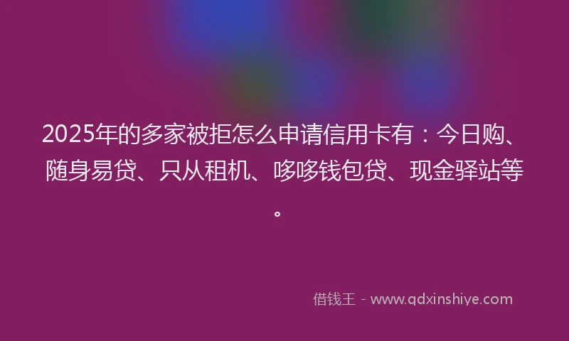 2025年的多家被拒怎么申请信用卡有：今日购、随身易贷、只从租机、哆哆钱包贷、现金驿站等。