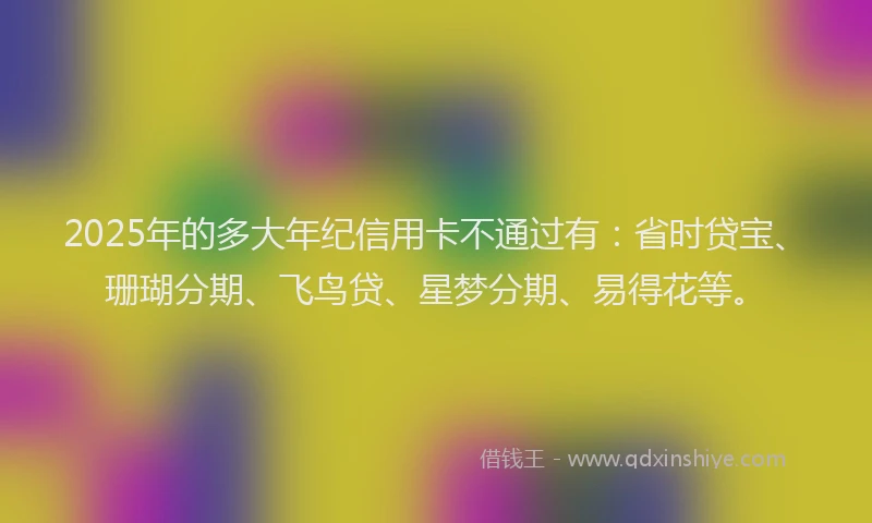 2025年的多大年纪信用卡不通过有：省时贷宝、珊瑚分期、飞鸟贷、星梦分期、易得花等。