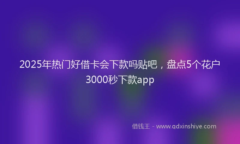 2025年热门好借卡会下款吗贴吧，盘点5个花户3000秒下款app