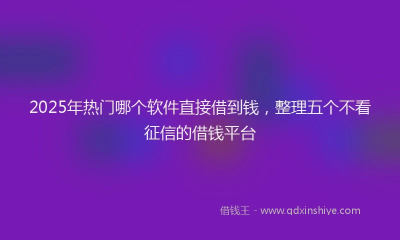 2025年热门哪个软件直接借到钱，整理五个不看征信的借钱平台