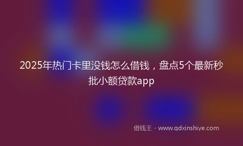 2025年热门卡里没钱怎么借钱，盘点5个最新秒批小额贷款app