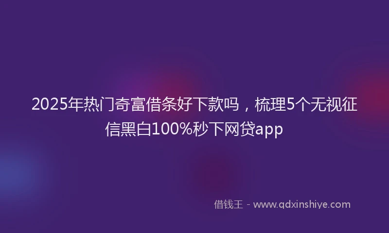 2025年热门奇富借条好下款吗，梳理5个无视征信黑白100%秒下网贷app