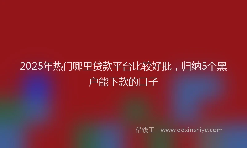 2025年热门哪里贷款平台比较好批，归纳5个黑户能下款的口子