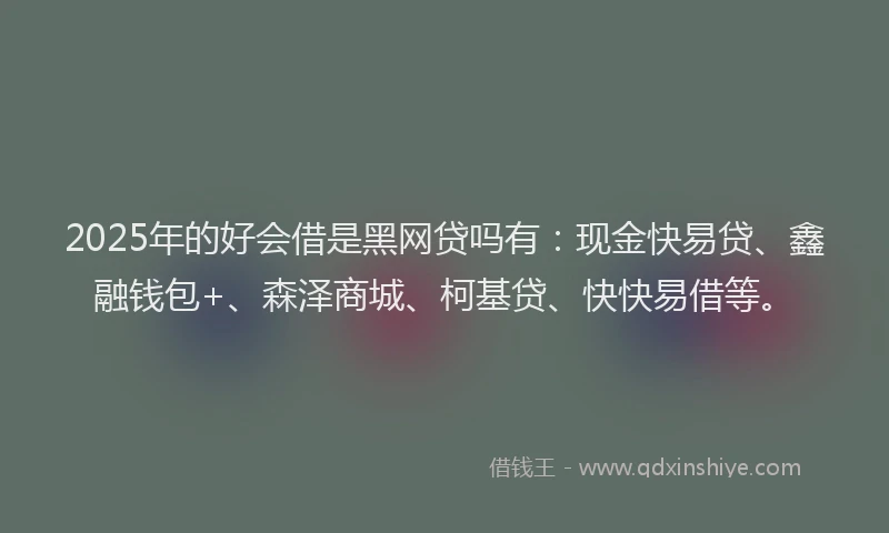 2025年的好会借是黑网贷吗有：现金快易贷、鑫融钱包+、森泽商城、柯基贷、快快易借等。