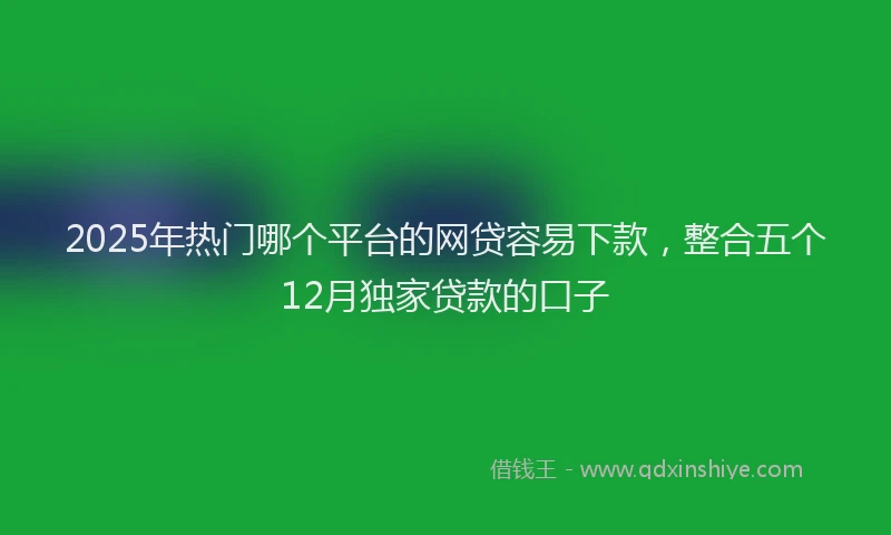 2025年热门哪个平台的网贷容易下款，整合五个12月独家贷款的口子