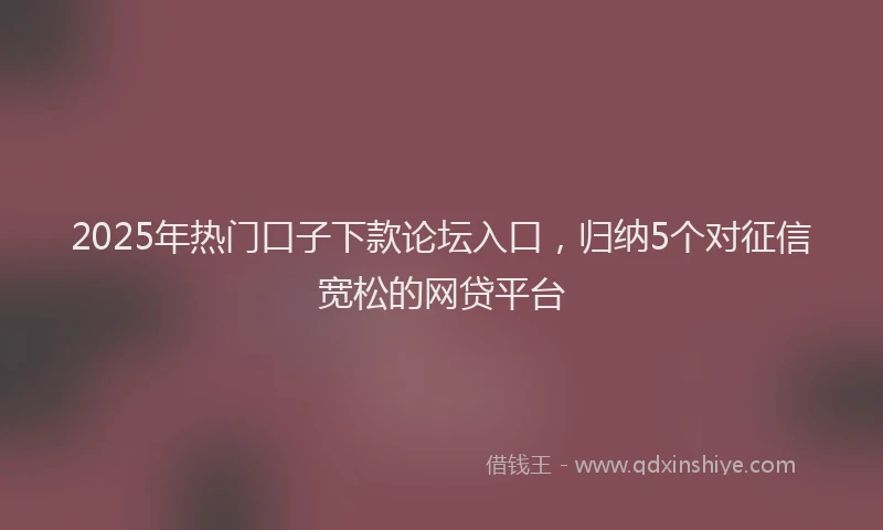 2025年热门口子下款论坛入口，归纳5个对征信宽松的网贷平台
