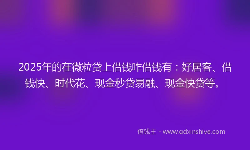 2025年的在微粒贷上借钱咋借钱有：好居客、借钱快、时代花、现金秒贷易融、现金快贷等。