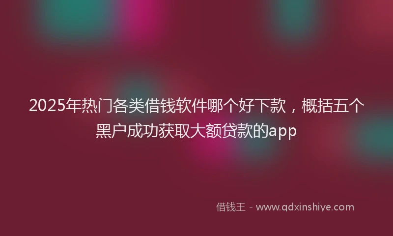 2025年热门各类借钱软件哪个好下款，概括五个黑户成功获取大额贷款的app