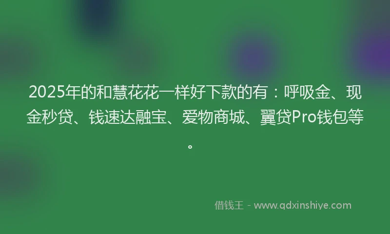 2025年的和慧花花一样好下款的有：呼吸金、现金秒贷、钱速达融宝、爱物商城、翼贷Pro钱包等。