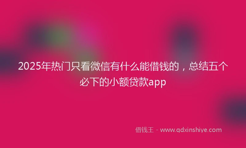 2025年热门只看微信有什么能借钱的，总结五个必下的小额贷款app