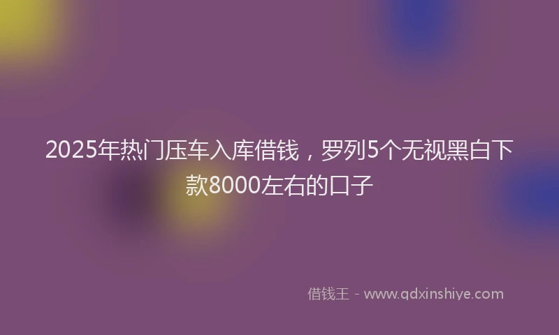 2025年热门压车入库借钱，罗列5个无视黑白下款8000左右的口子
