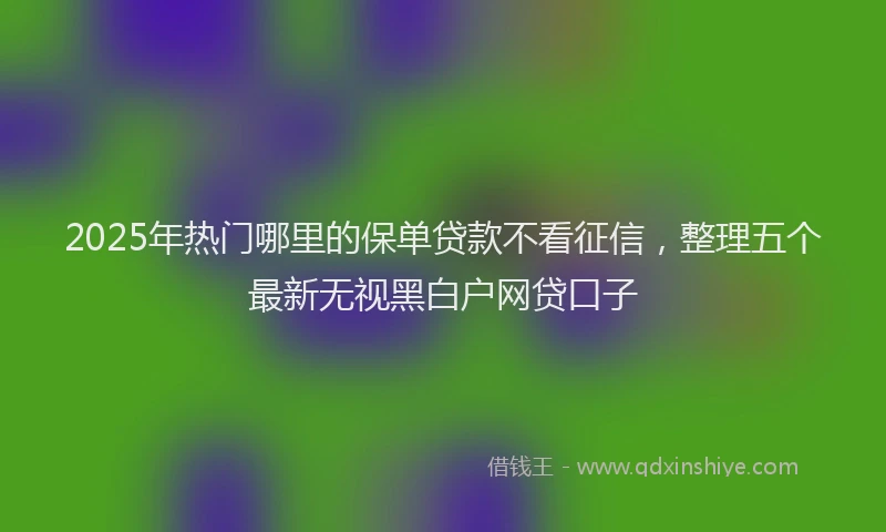 2025年热门哪里的保单贷款不看征信，整理五个最新无视黑白户网贷口子