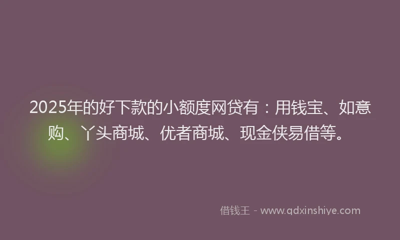 2025年的好下款的小额度网贷有：用钱宝、如意购、丫头商城、优者商城、现金侠易借等。