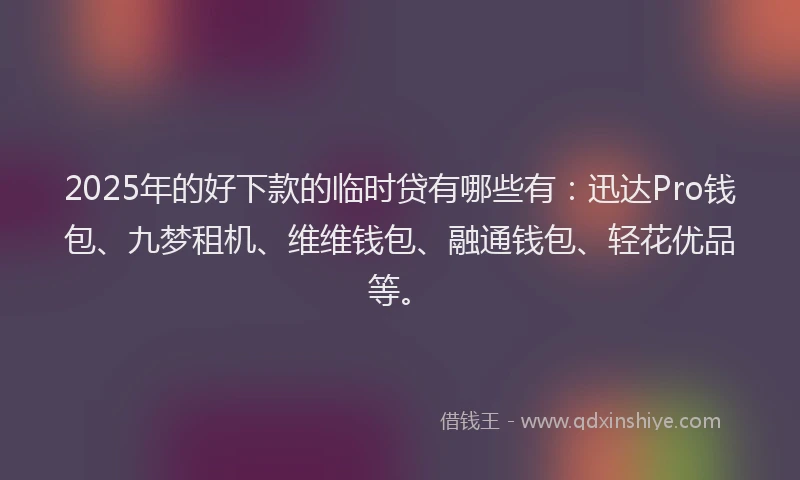 2025年的好下款的临时贷有哪些有：迅达Pro钱包、九梦租机、维维钱包、融通钱包、轻花优品等。