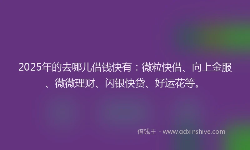 2025年的去哪儿借钱快有：微粒快借、向上金服、微微理财、闪银快贷、好运花等。