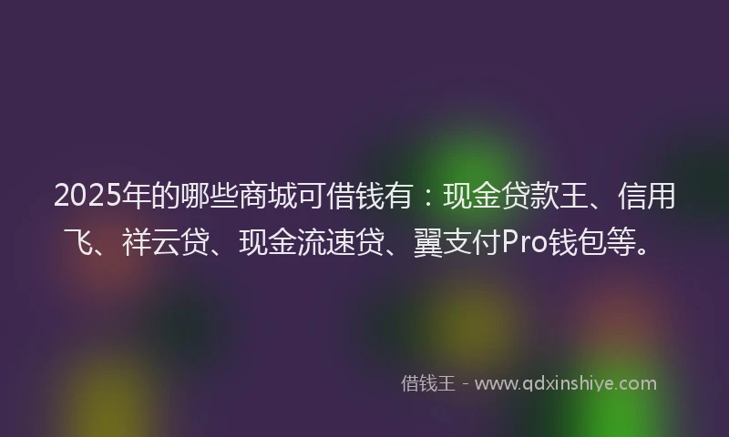 2025年的哪些商城可借钱有：现金贷款王、信用飞、祥云贷、现金流速贷、翼支付Pro钱包等。