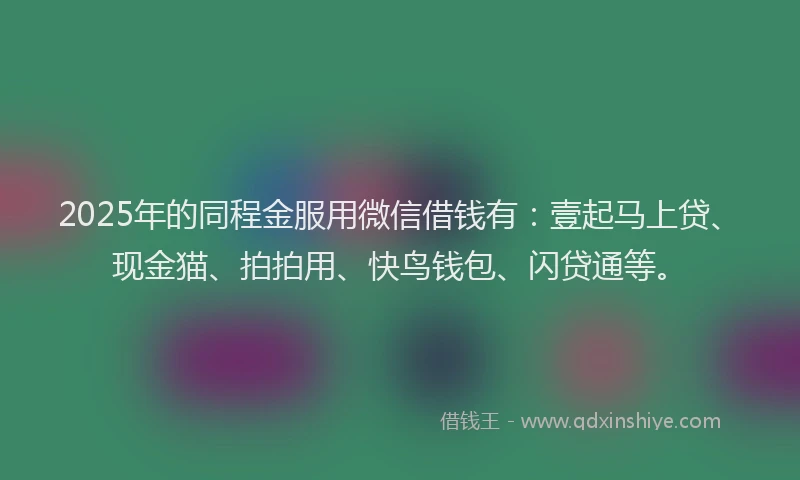 2025年的同程金服用微信借钱有：壹起马上贷、现金猫、拍拍用、快鸟钱包、闪贷通等。