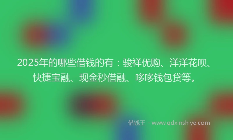 2025年的哪些借钱的有：骏祥优购、洋洋花呗、快捷宝融、现金秒借融、哆哆钱包贷等。