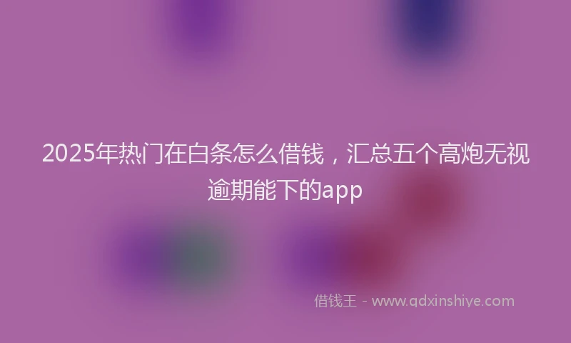 2025年热门在白条怎么借钱，汇总五个高炮无视逾期能下的app