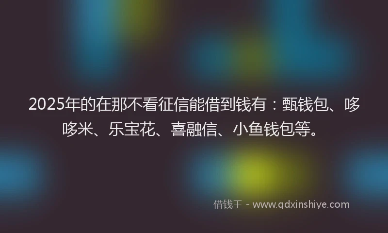 2025年的在那不看征信能借到钱有：甄钱包、哆哆米、乐宝花、喜融信、小鱼钱包等。