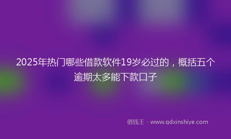 2025年热门哪些借款软件19岁必过的，概括五个逾期太多能下款口子