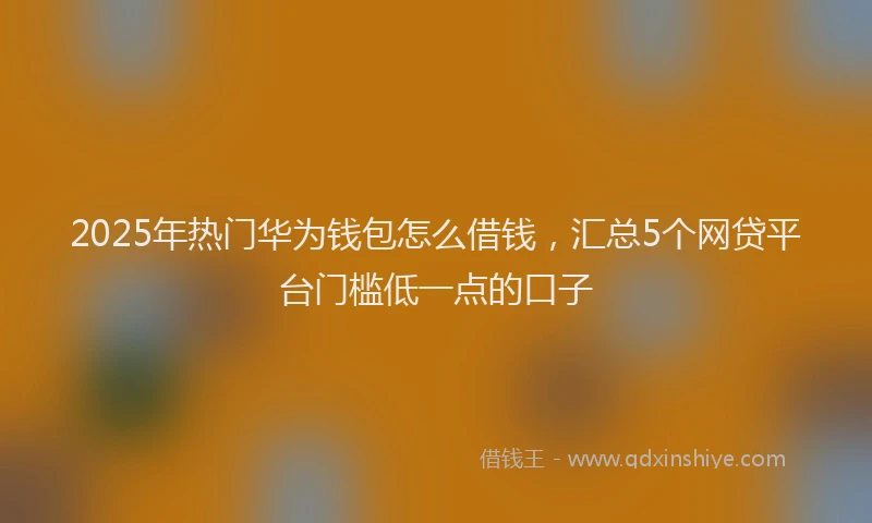 2025年热门华为钱包怎么借钱，汇总5个网贷平台门槛低一点的口子