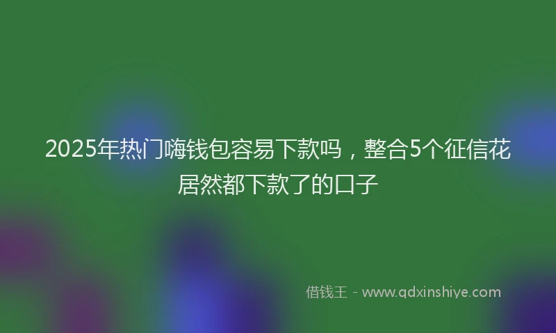 2025年热门嗨钱包容易下款吗，整合5个征信花居然都下款了的口子