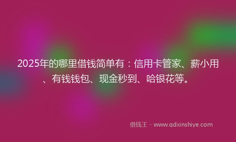 2025年的哪里借钱简单有：信用卡管家、薪小用、有钱钱包、现金秒到、哈银花等。
