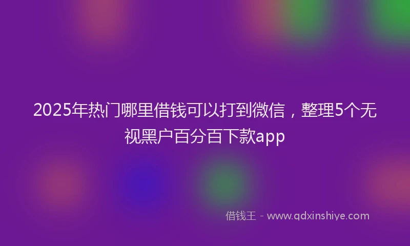 2025年热门哪里借钱可以打到微信，整理5个无视黑户百分百下款app