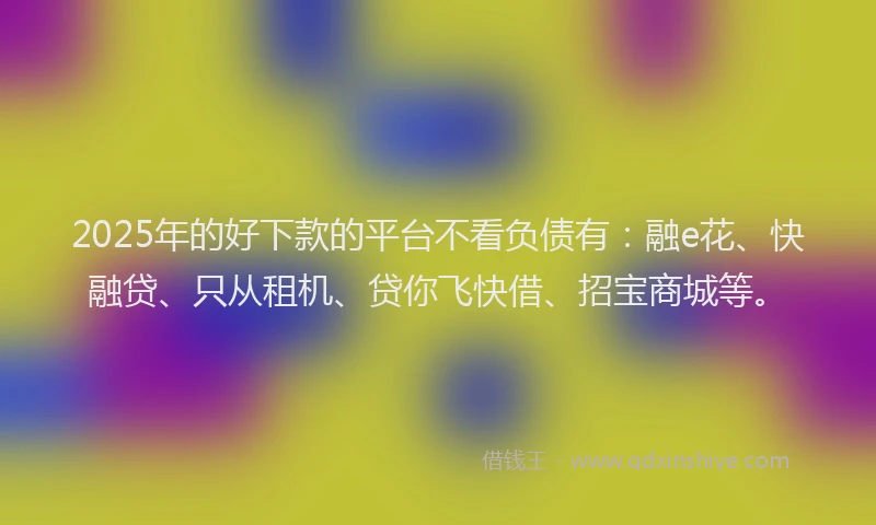 2025年的好下款的平台不看负债有：融e花、快融贷、只从租机、贷你飞快借、招宝商城等。