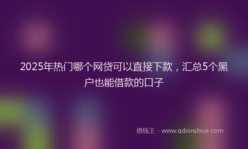 2025年热门哪个网贷可以直接下款，汇总5个黑户也能借款的口子
