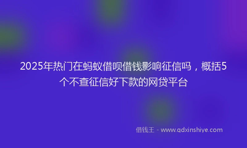 2025年热门在蚂蚁借呗借钱影响征信吗，概括5个不查征信好下款的网贷平台