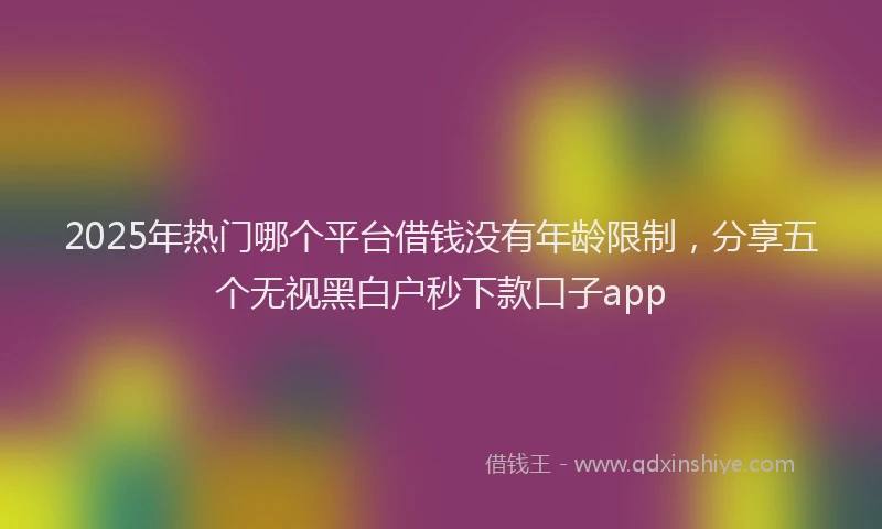 2025年热门哪个平台借钱没有年龄限制，分享五个无视黑白户秒下款口子app