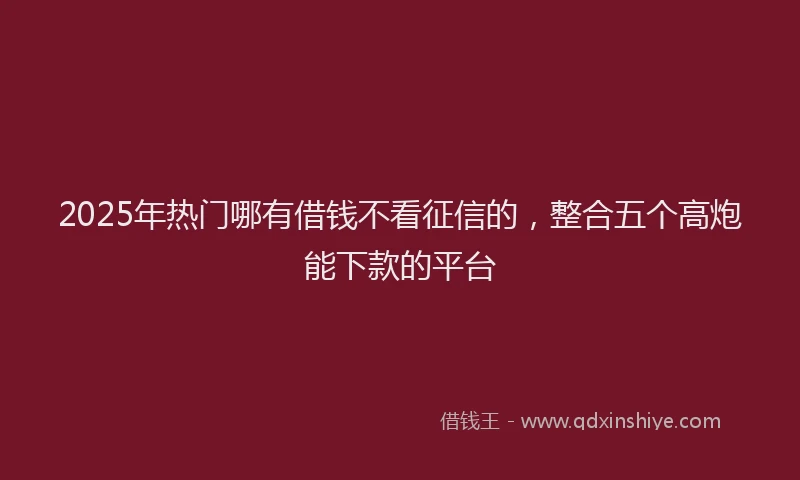 2025年热门哪有借钱不看征信的，整合五个高炮能下款的平台