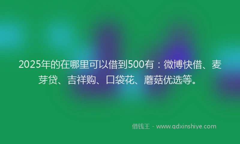 2025年的在哪里可以借到500有：微博快借、麦芽贷、吉祥购、口袋花、蘑菇优选等。
