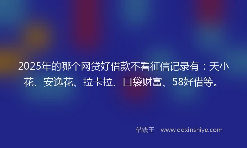 2025年的哪个网贷好借款不看征信记录有：天小花、安逸花、拉卡拉、口袋财富、58好借等。