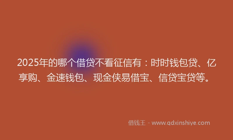 2025年的哪个借贷不看征信有：时时钱包贷、亿享购、金速钱包、现金侠易借宝、信贷宝贷等。