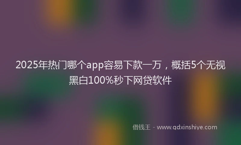 2025年热门哪个app容易下款一万，概括5个无视黑白100%秒下网贷软件