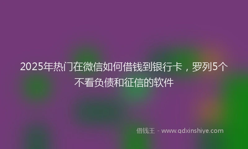 2025年热门在微信如何借钱到银行卡，罗列5个不看负债和征信的软件