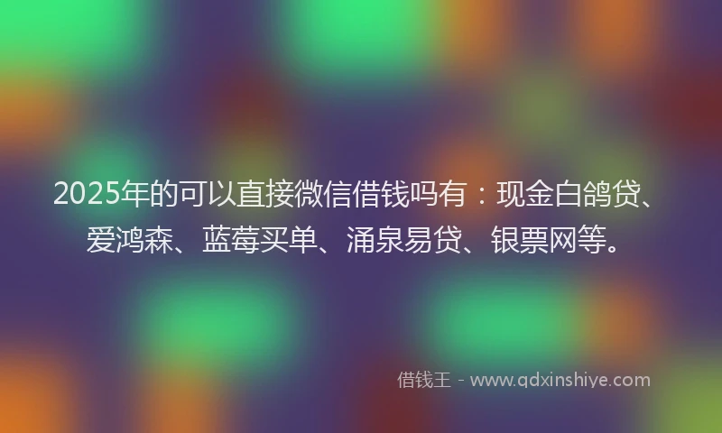 2025年的可以直接微信借钱吗有：现金白鸽贷、爱鸿森、蓝莓买单、涌泉易贷、银票网等。