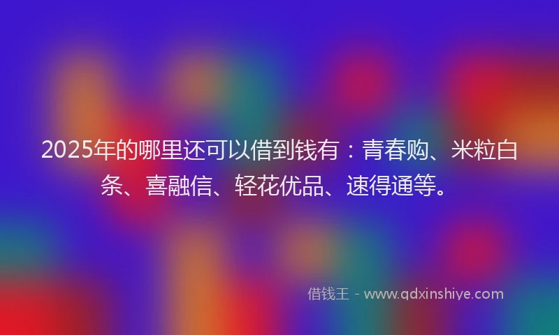 2025年的哪里还可以借到钱有：青春购、米粒白条、喜融信、轻花优品、速得通等。