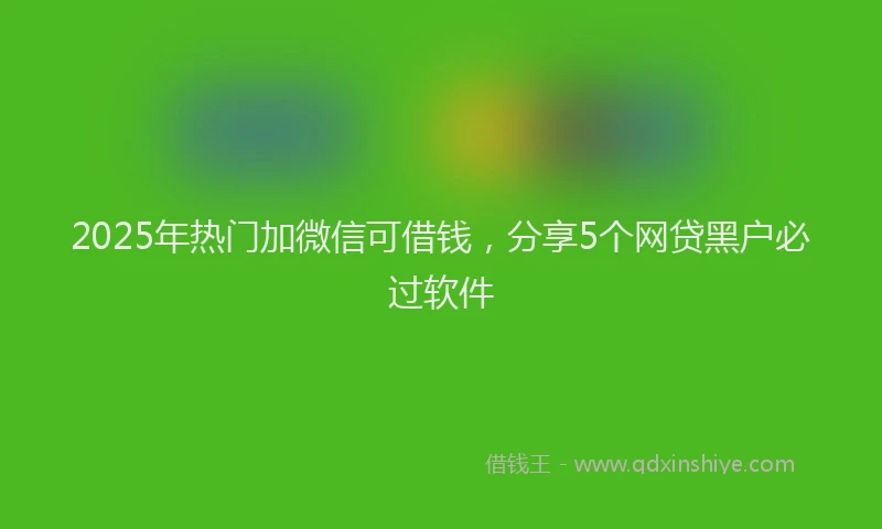 2025年热门加微信可借钱，分享5个网贷黑户必过软件