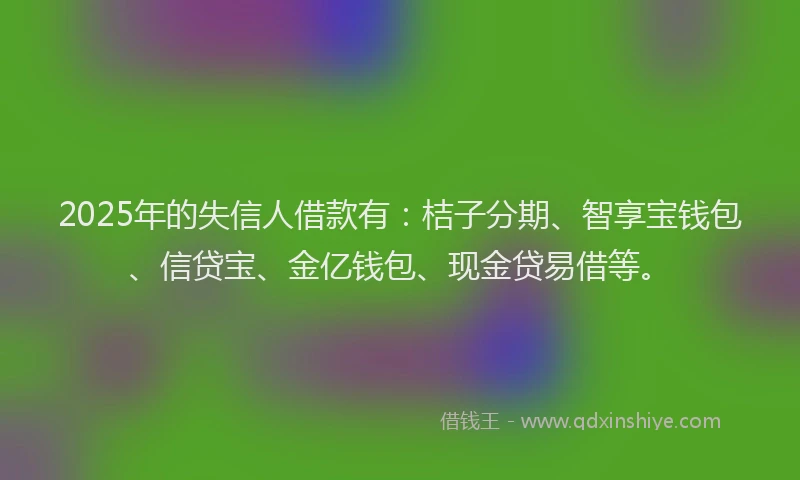 2025年的失信人借款有：桔子分期、智享宝钱包、信贷宝、金亿钱包、现金贷易借等。