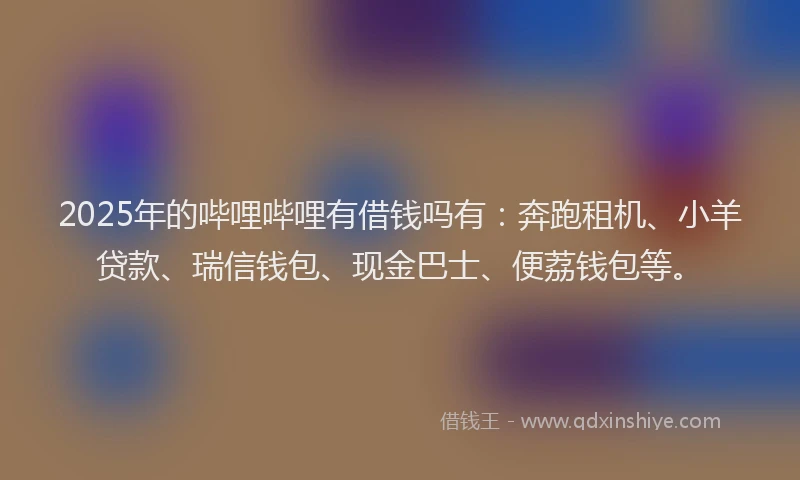 2025年的哔哩哔哩有借钱吗有：奔跑租机、小羊贷款、瑞信钱包、现金巴士、便荔钱包等。