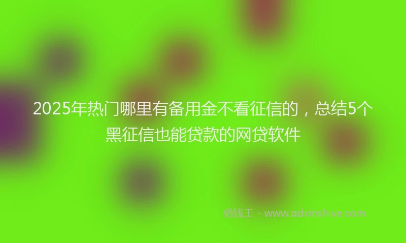 2025年热门哪里有备用金不看征信的，总结5个黑征信也能贷款的网贷软件