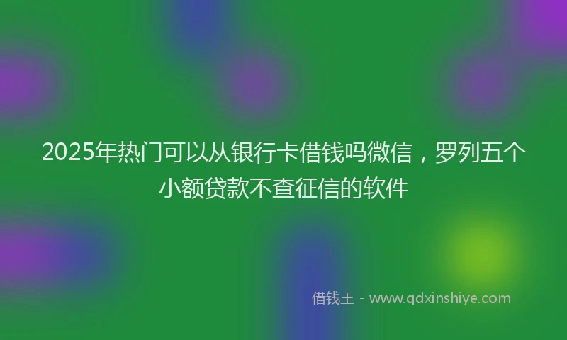 2025年热门可以从银行卡借钱吗微信，罗列五个小额贷款不查征信的软件